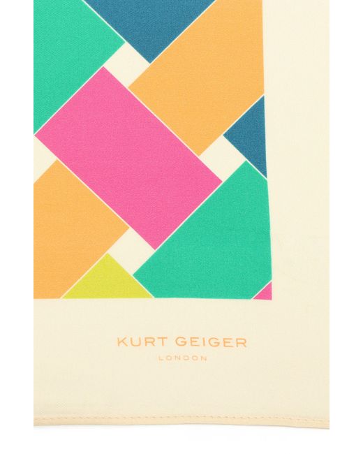 Kurt Geiger Multicolor Basket Weave Large Silk Scarf