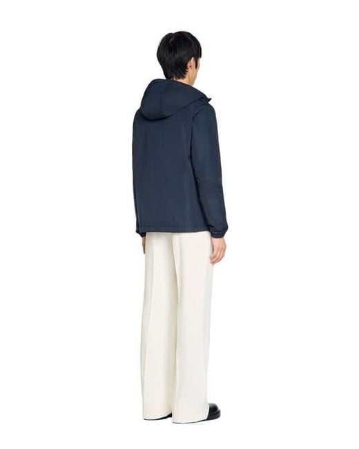 Sandro Blue Nylon Windbreaker for men