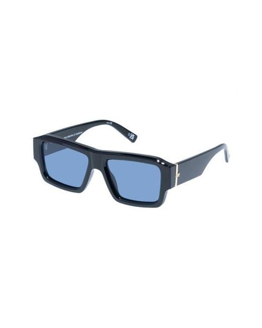 Le Specs Blue Polygraph 55Mm Rectangular Sunglasses
