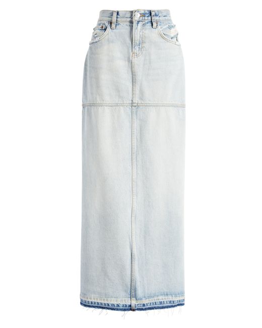 Re/done White Mid Rise Organic Cotton Denim Maxi Skirt