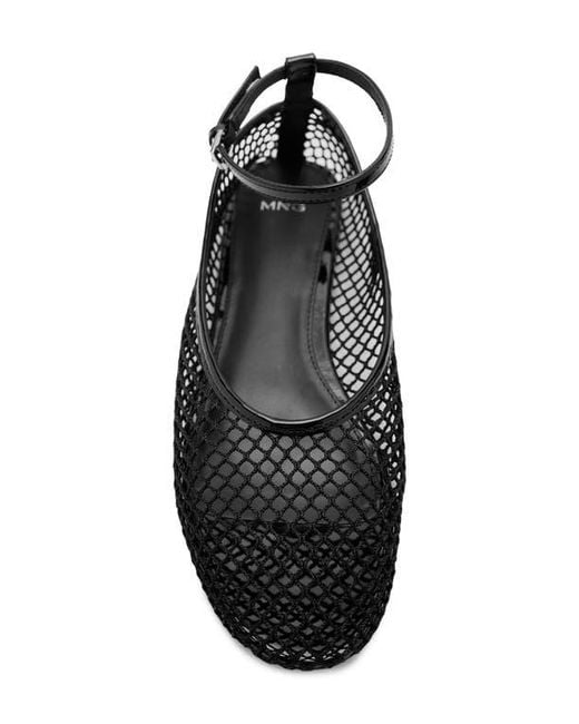 Mango Black Ankle Strap Ballet Flat