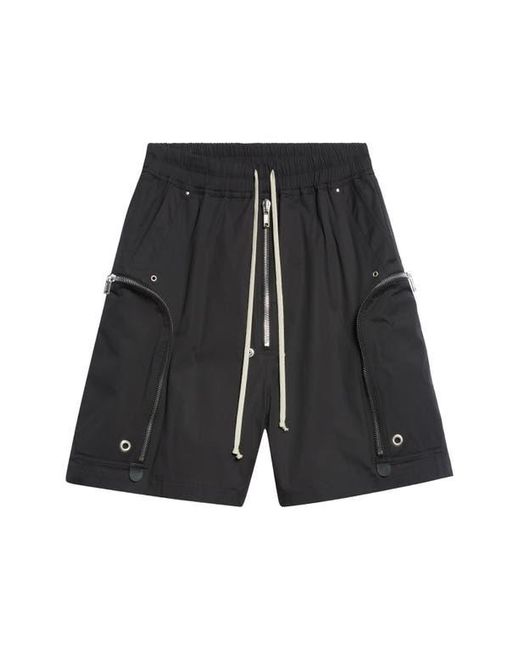 Rick Owens Black Bauhaus Bela Drawstring Cargo Shorts for men