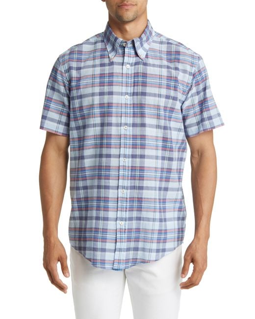Brooks Brothers Madras Plaid Short Sleeve Button-up Shirt in Blue for ...