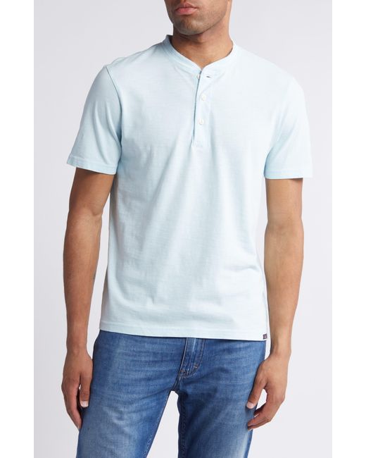 Faherty Brand Blue Sunwashed Organic Cotton Henley for men