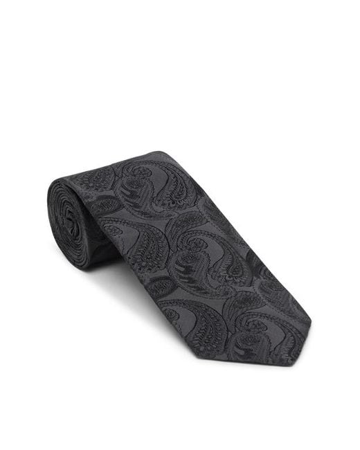 Brunello Cucinelli Black Paisley Silk Tie for men