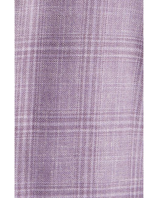 Peter Millar Purple Hyperlight Soft Plaid Wool & Silk Blend Sport Coat for men