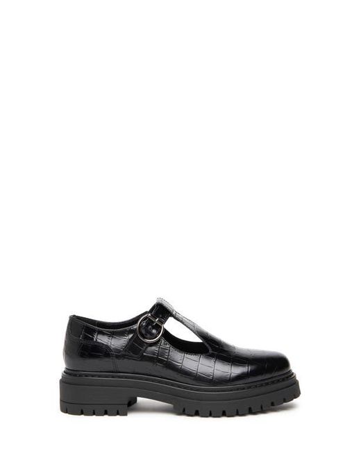 Nero Giardini Black Croc Embossed Lug Sole Mary Jane