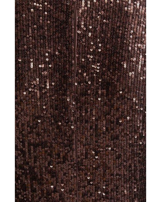St. John Brown Long Sleeve Sequin Stretch Knit Gown