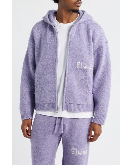 Elwood Purple Hooded Zip Cardigan for men