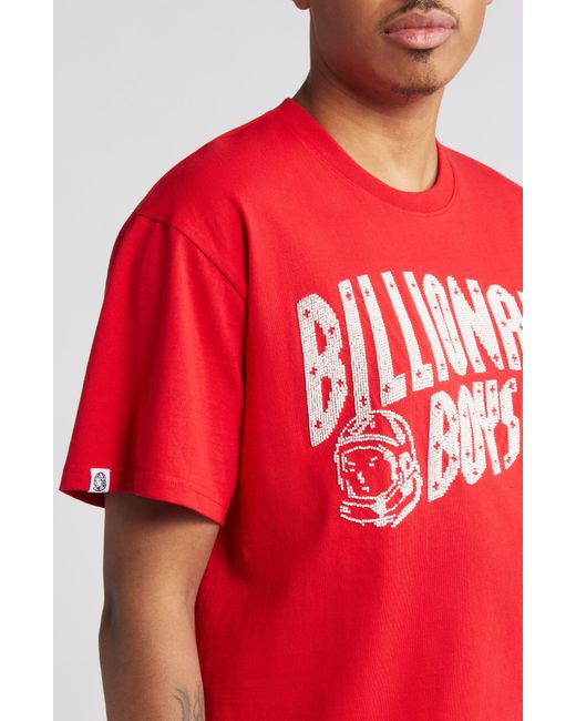 BBCICECREAM Red Embellish Arch Logo Cotton Graphic T-shirt for men