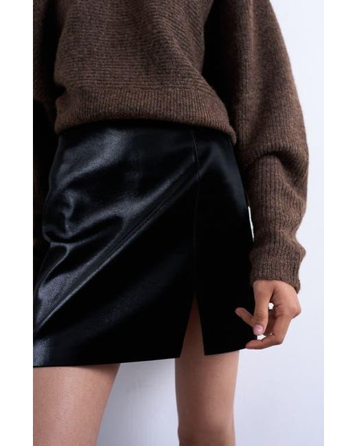 TOPSHOP Black Faux Leather Miniskirt