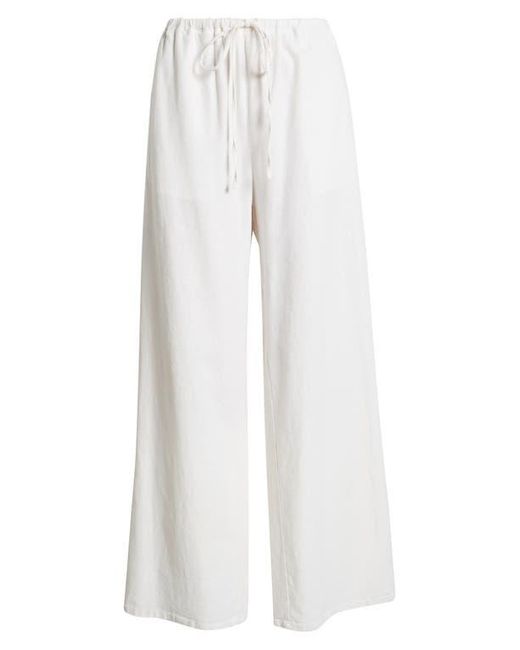 Open Edit White Wide Leg Linen Blend Pants
