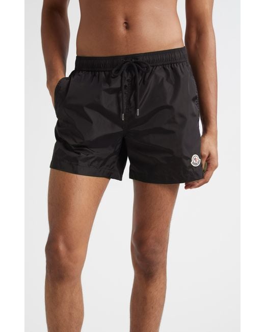Moncler Black Logo Patch Swim Trunks for men