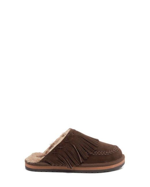 Free People Brown Fallon Fringe Faux Fur Mule Slipper