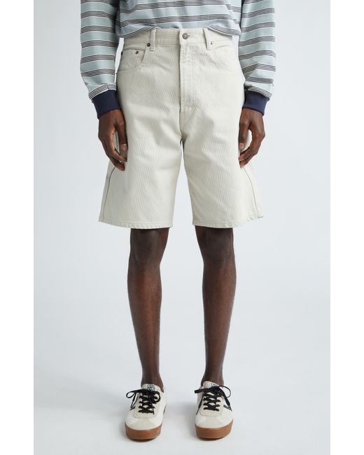 Beams Plus White Corduroy Shorts for men