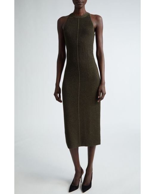St. John Multicolor Two-Layer Stretch Mesh Dress