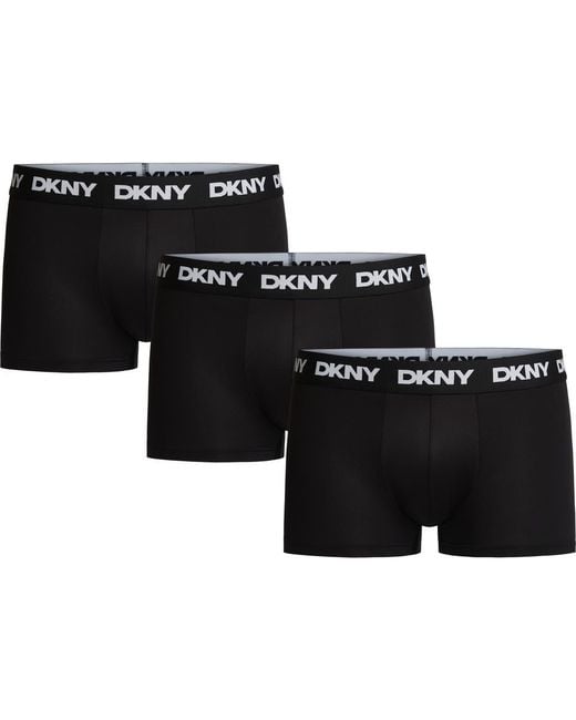 DKNY Black 3-Pack Ultralight Microfiber Mesh Trunks for men