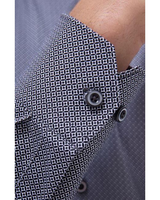 Bugatchi Purple Devon Ooohcotton Geo Print Button-Up Shirt for men