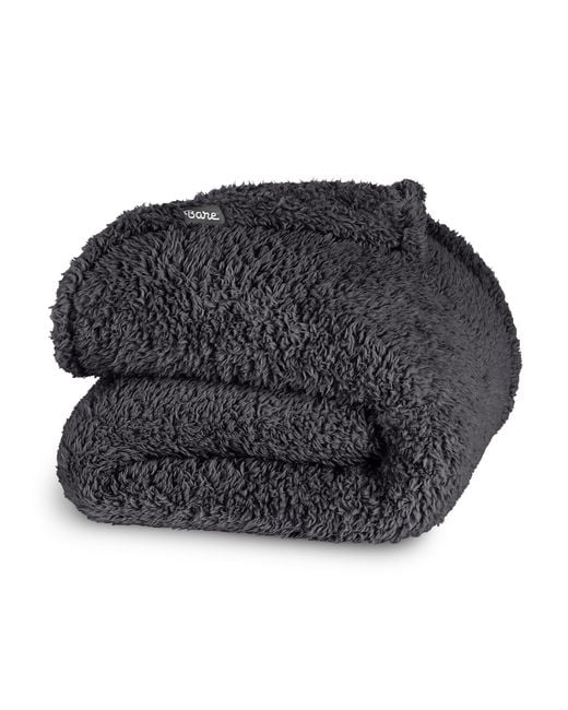 Bare Home Gray Solid Faux Shearling Blanket