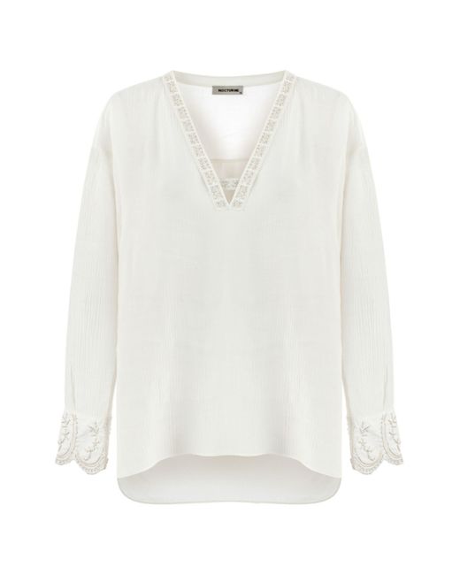 Nocturne White Stone Embroidered Blouse