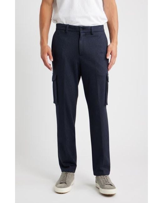 Bugatchi Blue Brushed Knit Flat Front Cargo Pants for men