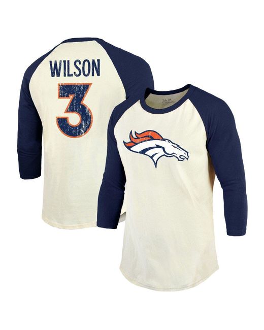 Majestic Threads Blue Russell Wilson /navy Denver Broncos Name & Number Raglan 3/4 Sleeve T-shirt At Nordstrom for men