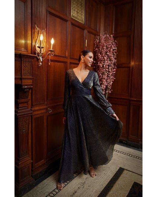 Betsy and adam long sleeve gown clearance