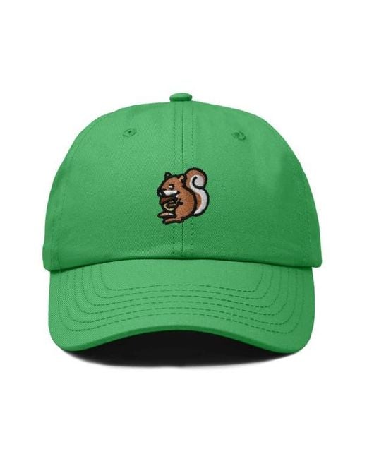Alix Green Squirrel Embroidered Outdoor Cap for men