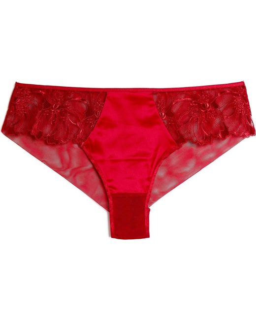 Etam Red Amaryllis Lace & Satin Hipster Panties