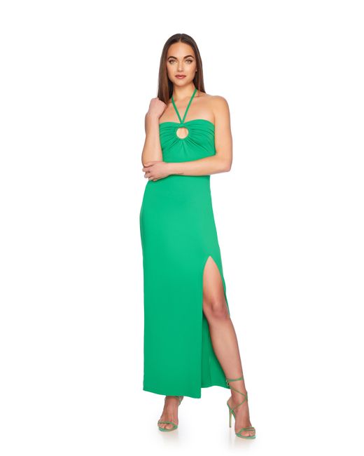 Susana Monaco Green Ring Front Halter Maxi Dress