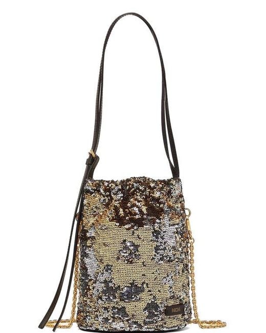 MCM White Himmel Sequin Drawstring Bag