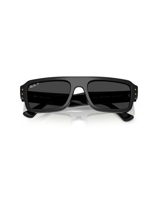 Ray-Ban Black 56Mm Polarized Rectangular Sunglasses for men