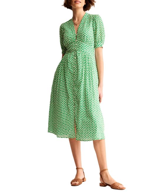 Boden Green Elsa Floral Print Midi Dress