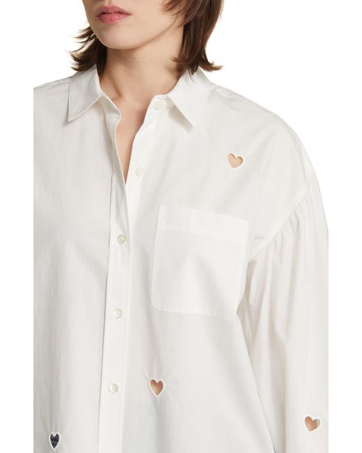 Rails White Janae Eyelet Hearts Cotton Blend Button-up Shirt