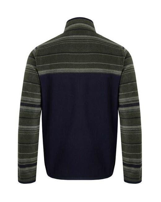 Weird Fish Black Gilbert 1/4 Zip Striped Microfleece for men