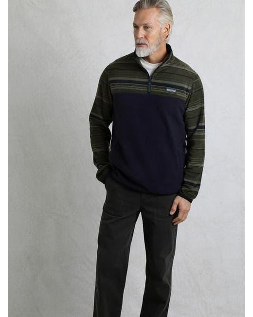 Weird Fish Black Gilbert 1/4 Zip Striped Microfleece for men