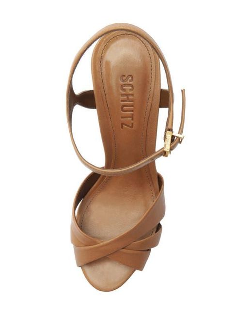SCHUTZ SHOES Metallic Keefa Ankle Strap Wedge Sandal