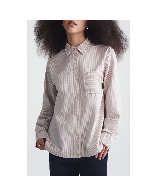 Brooklyn Industries Women's Gray Burgundy Stripe Shirt