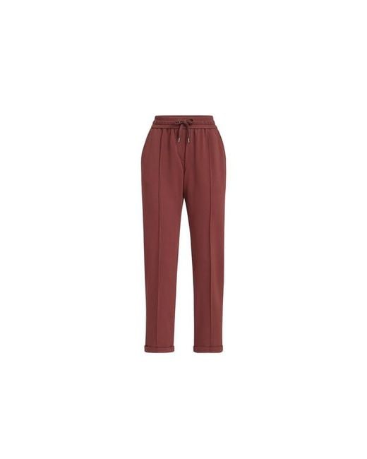 Brunello Cucinelli Red Track Trousers With Monili