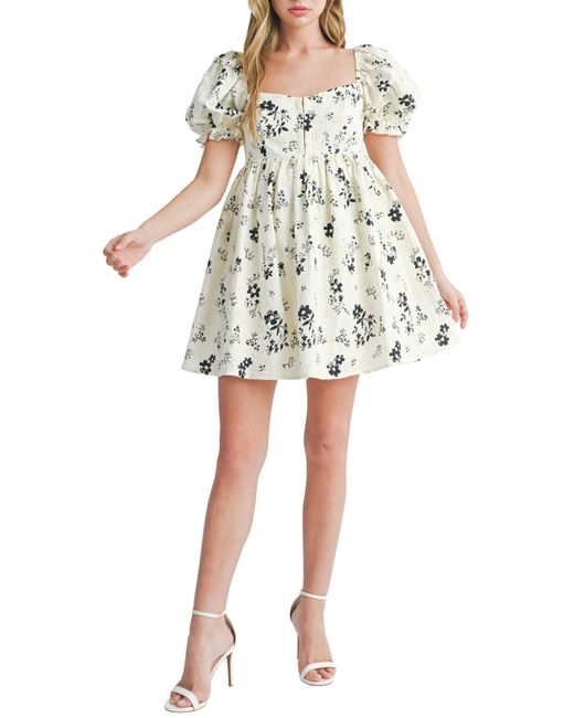 All In Favor Multicolor Floral Eyelet Babydoll Dress In At Nordstrom, Size Small