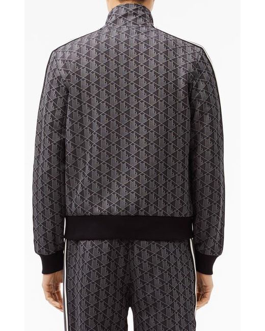 Lacoste Black Logo Monogram Stripe Track Jacket for men