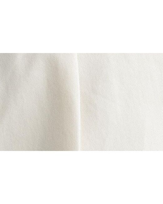 Brunello Cucinelli White Pleat Front Garment Dyed Cotton Stretch Gabardine Pants for men