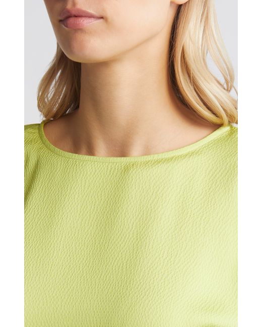 Anne Klein Yellow Textured Short Sleeve Top