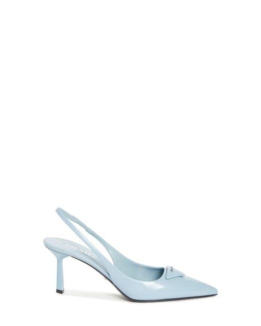 Prada Blue Modellerie Pointed Toe Slingback Pump