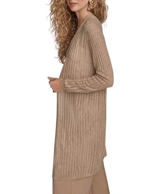 Donna Karan Brown Pointelle Cardigan