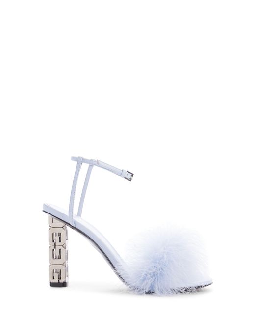 Givenchy White G-cube Feather Ankle Strap Sandal