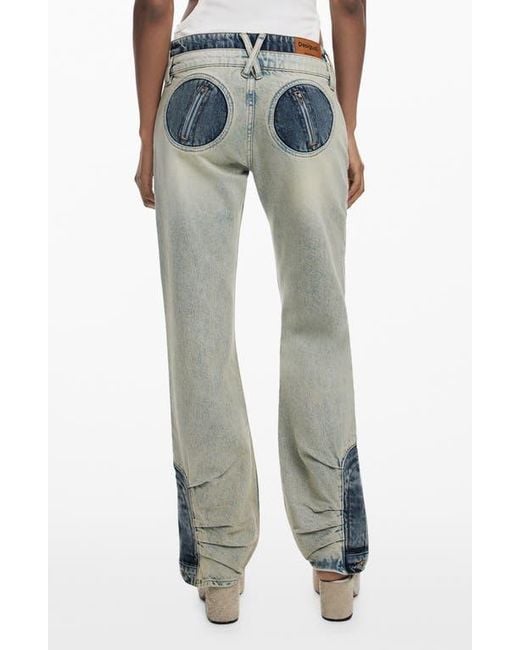 Desigual Gray Double Waist Two-Tone Jeans