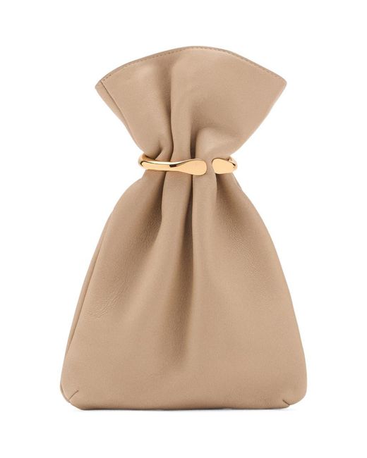 Mango Natural Leather Bucket Bag With Metallic Detail