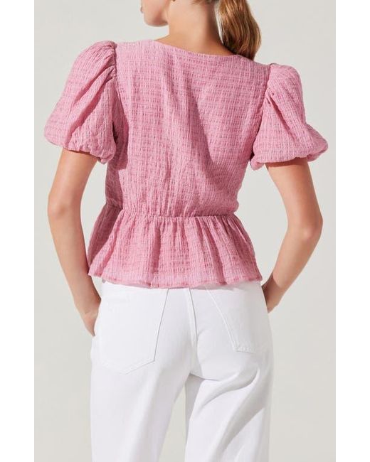 Astr Pink Mylah Puckered Top
