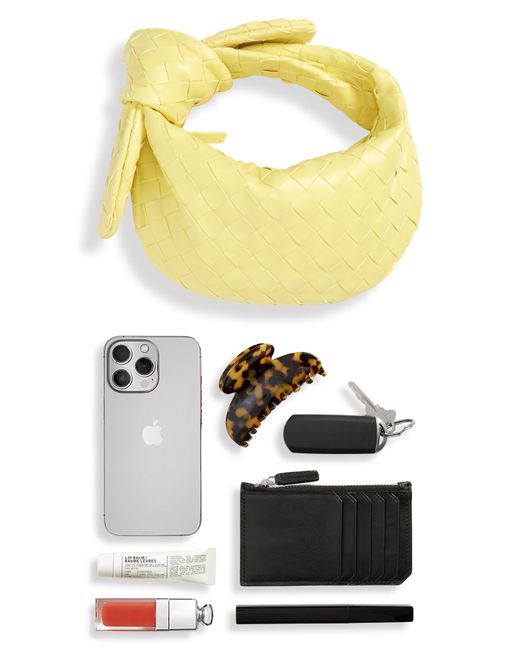 Bottega Veneta Yellow Mini Jodie Intrecciato Leather Top Handle Bag